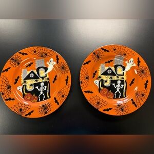 Halloween GATES WARE 11" Dessert Salad Plate set haunted house ghosts